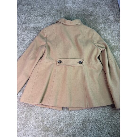 Old Navy Camel Tan Button Front Wool Blend Coat Women S Sz Large Retro Vtg Look - Picture 4 of 11